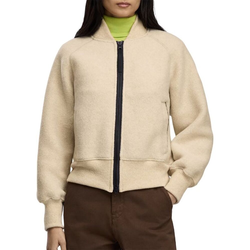 Canada Goose Womens  Sierra Fleece Black Label Wool-Blend Bomber Jacket